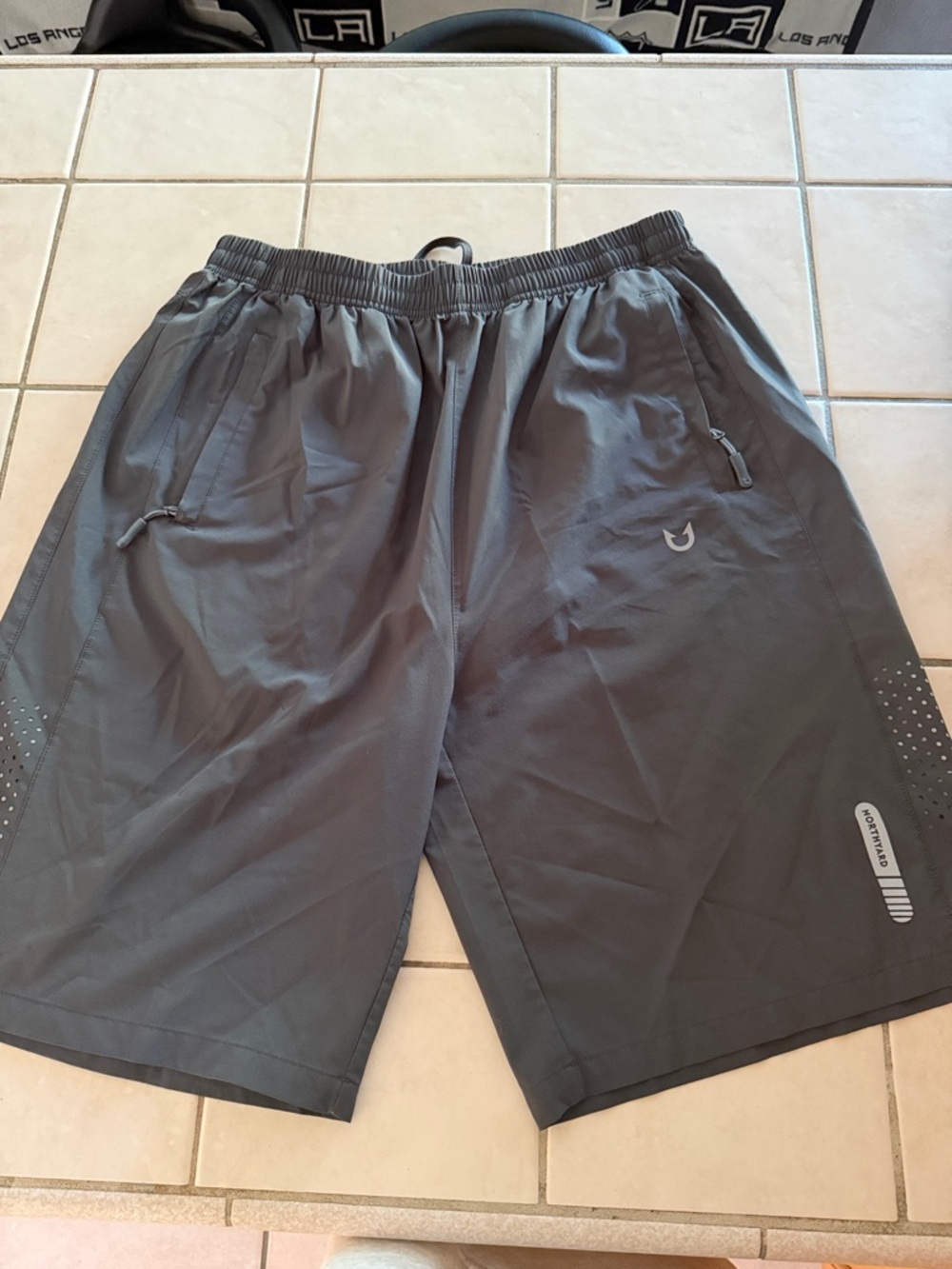 Men's Black Athletic Performance Shorts with Zip Pockets